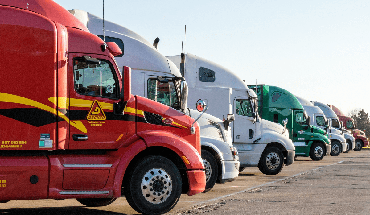 Trucks at a truck stop.