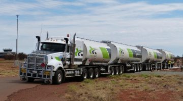 Tanker truck tansporting multiple tanks.